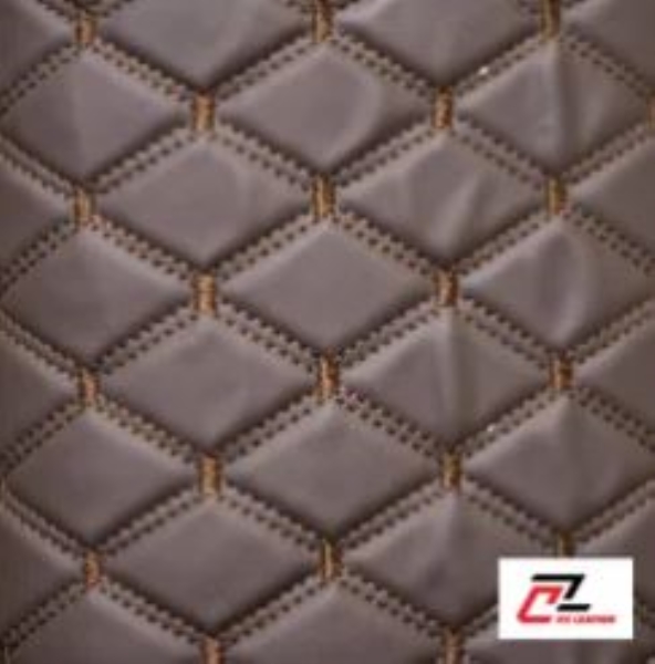 Smooth rhombic PVC leather brown thread