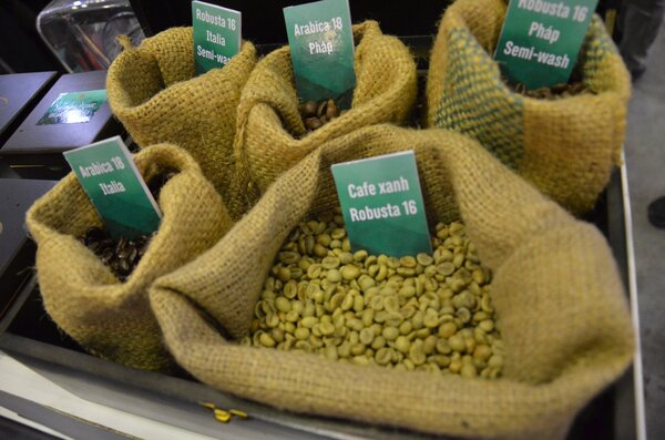 Raw coffee beans