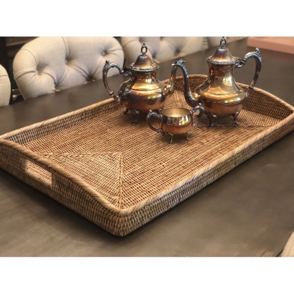 Rectangle rattan serving tray