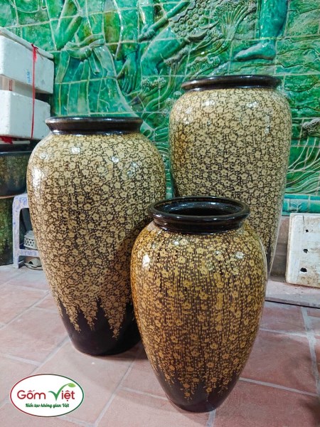 Set of three garden decorative water jars