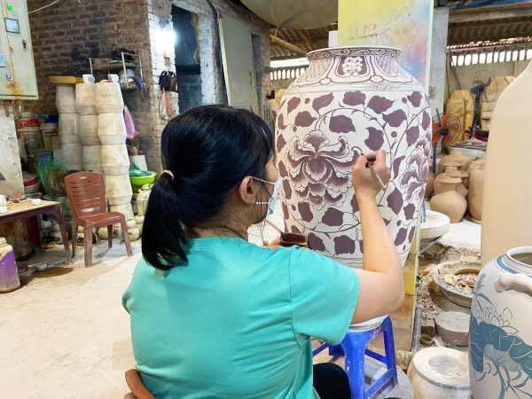 Hand-painted water jar