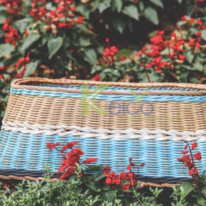 3-tone bamboo and rattan basket