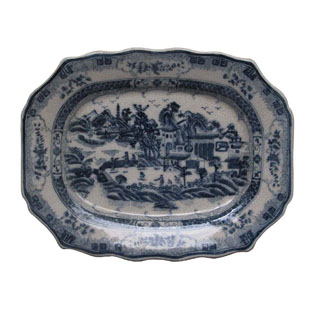 Antique blue and white hanging plate