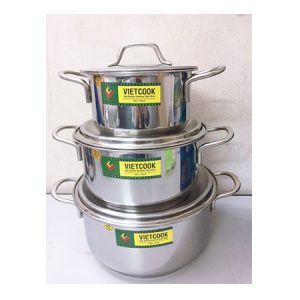 Set of 3 stainless steel pot