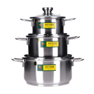 Set of 3 stainless steel pot
