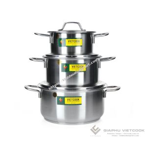 Set of 3 stainless steel pot