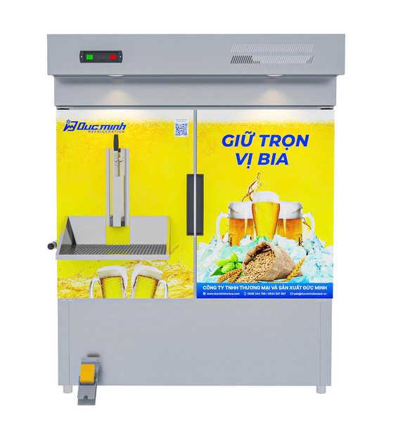 Dry and wet combo beer chiller cabinet with drip tray