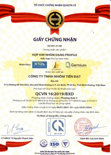 Certificate of QCVN 16_2019_BXD