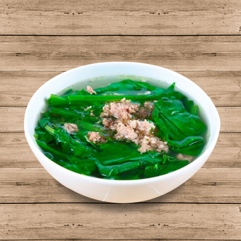 Mustard green soup with minced meat
