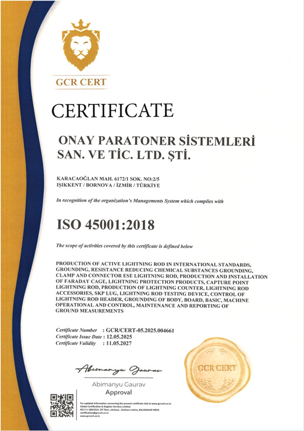 ISO 45001:2018 certificate