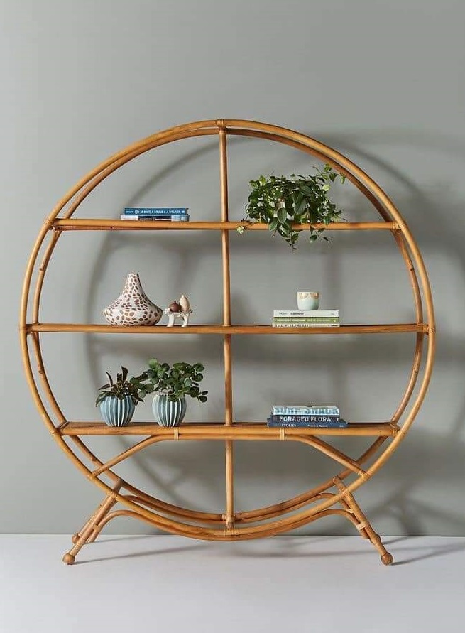 Round rattan shelves