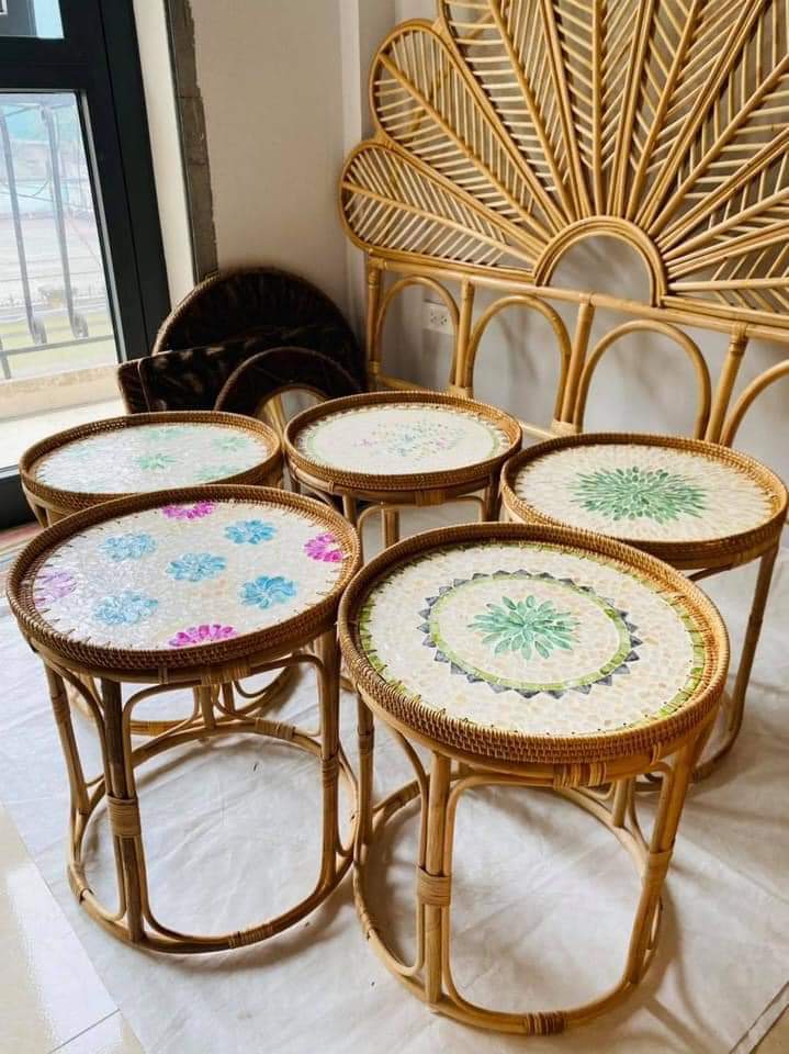 Rattan shelves