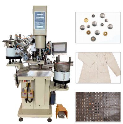 Automatic snap button fastening machine