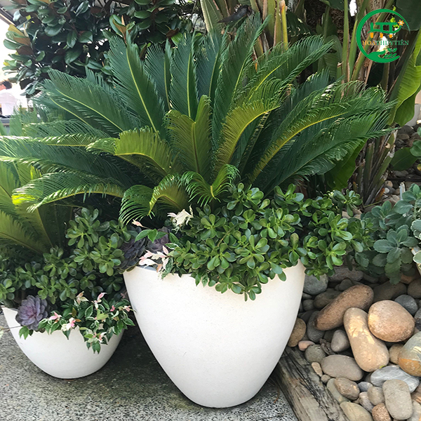 Grinding stone planting pot
