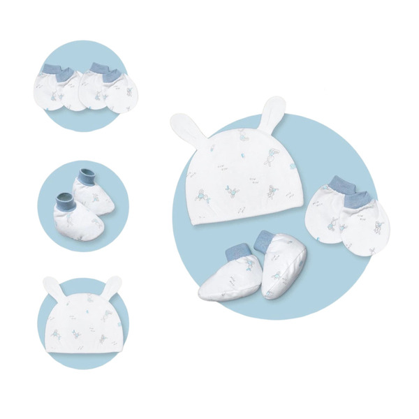 Beanie, mittens and booties set