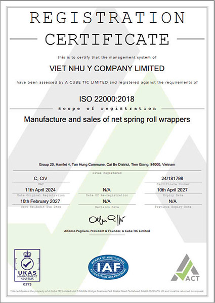 ISO 22000:2018 certification