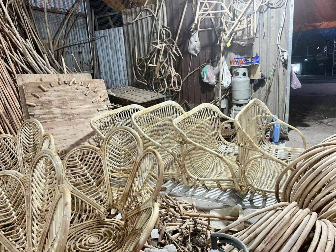 Bamboo rattan factory