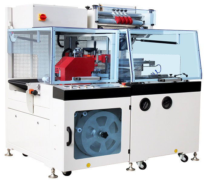 Automatic shrink film cutting and wrapping machine