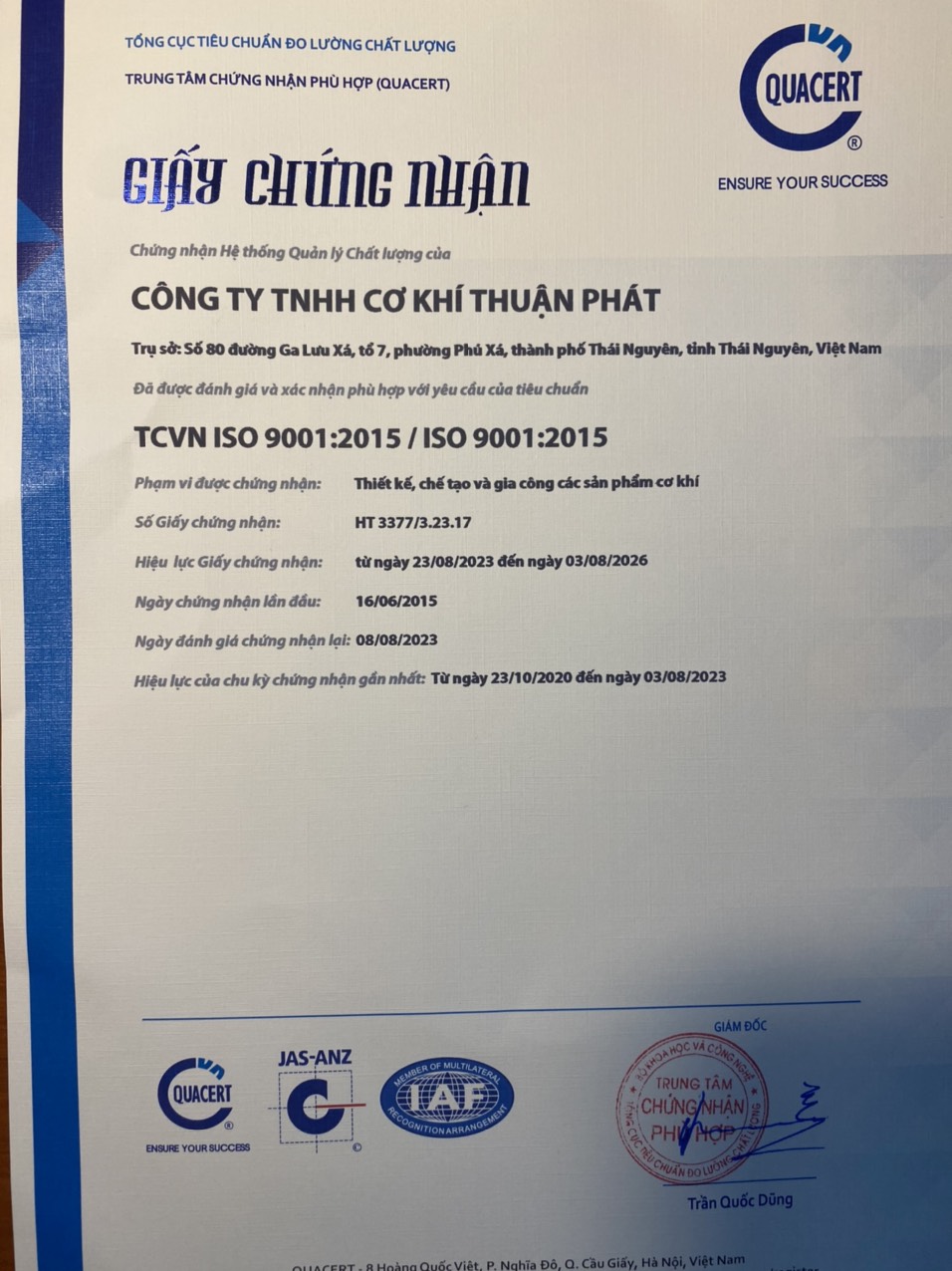 Certification