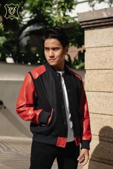 Men leather Varsity jacket