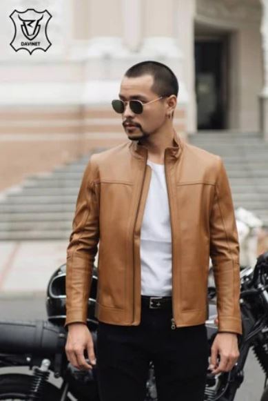 Men leather Racer jacket