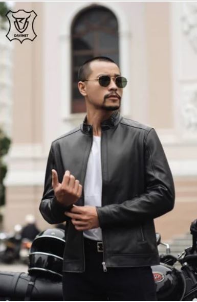 Men leather Racer jacket