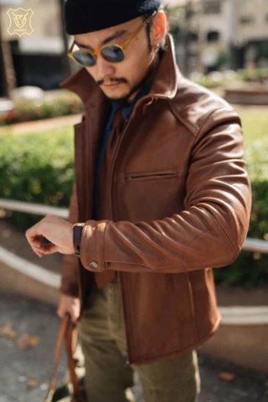 Men leather Herb jacket