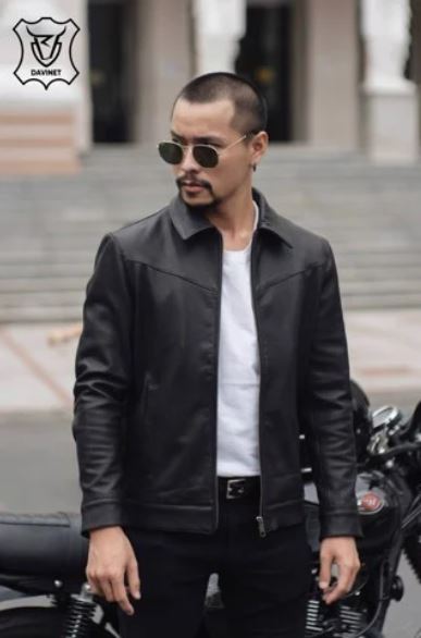 Men leather Trucker jacket