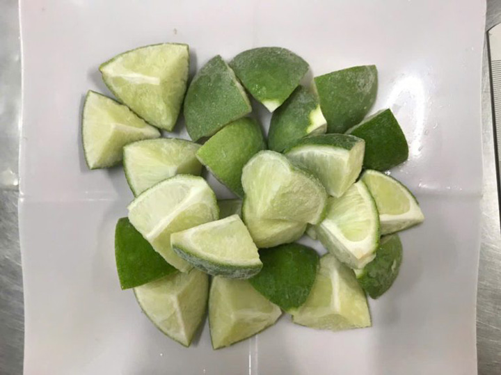 Frozen quartered lime