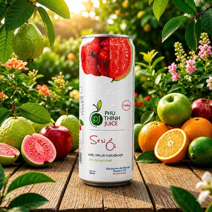 Acerola cherry and guava juice