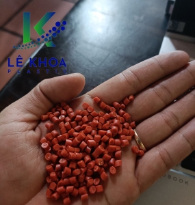 Orange HDPE plastic pellets