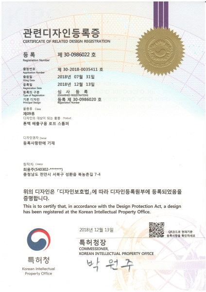 Certificates of design registration