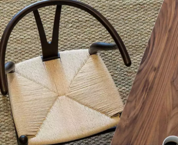 Wooden dining chair natural weave