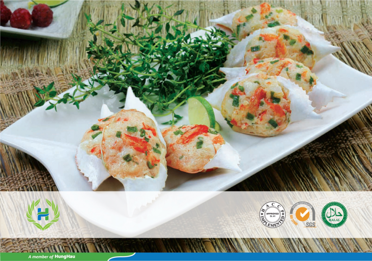 Seafood on crab shell