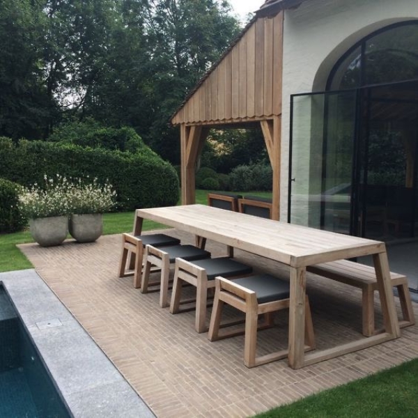 Wooden table & chair