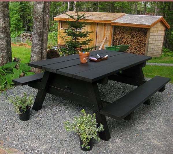 Wooden table & chair