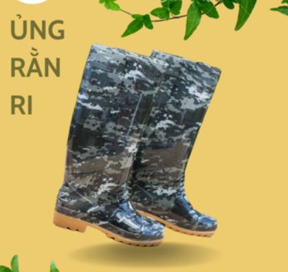 Camouflaged boots with yellow soles
