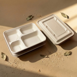 4-compartment bagasse food containers