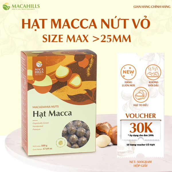 Cracked macadamia nuts, max size, 500g