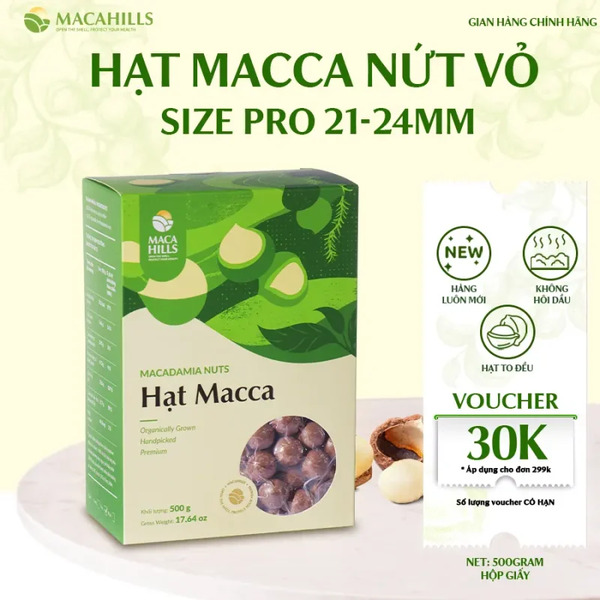 Cracked macadamia nuts, pro size, 500g