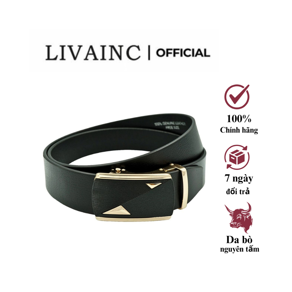 LIVAINC genuine leather belt with automatic buckle