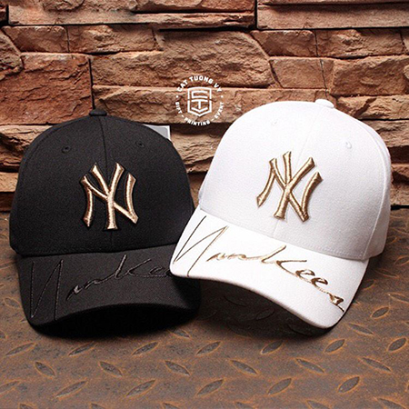 Yellow NY letter woven cap