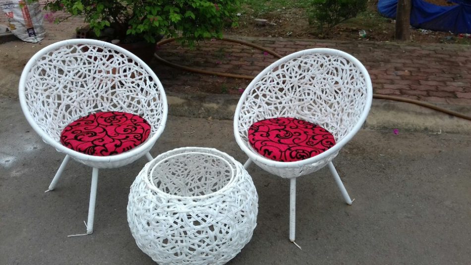 Poly rattan tables and chairs