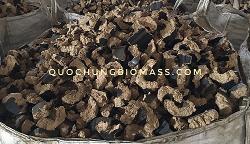 Chopped rice husk briquettes