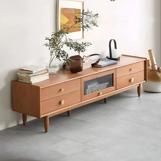 Wooden TV shelf