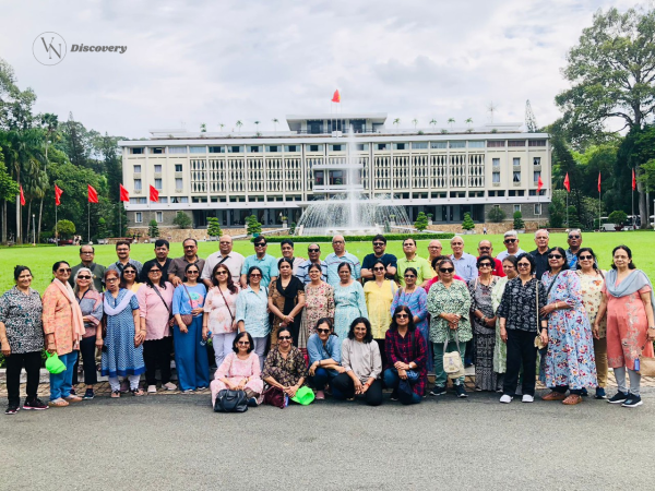 Happy Indian tourists travelling to Vietnam