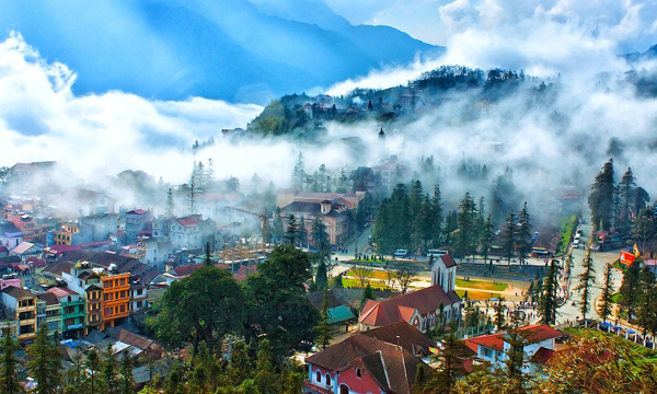 Sapa town panoramic view