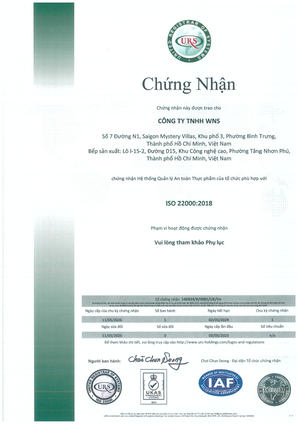 ISO 22000:2018 Certificate
