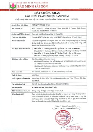 Product Liability Insurance Certificate