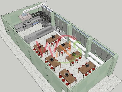 Kitchen and dining area layout
